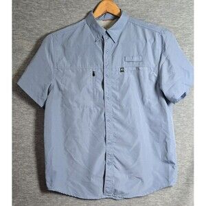 The American Outdoorsman Size Large Fishing Shirt Short Sleeve Blue